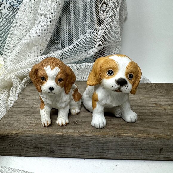 Two Vintage Ceramic Puppy Figurines - Hand-Painted Collectibles  Homco Dogs - Picture 6 of 8